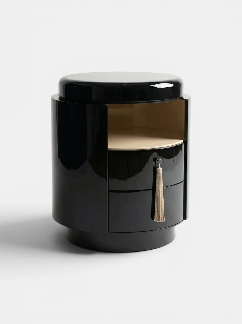 Pompon Black And Off-White Nightstand