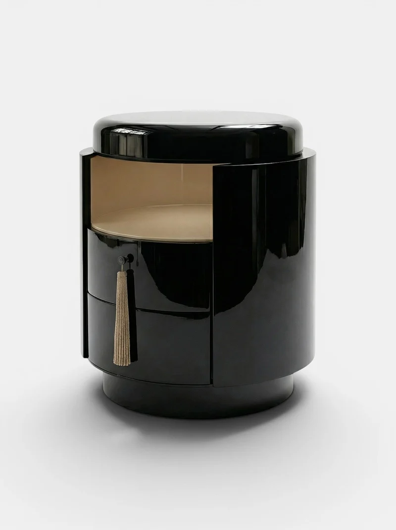 Pompon Black And Off-White Nightstand