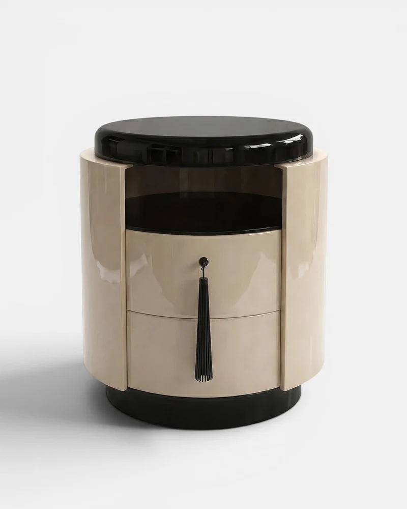 Pompon Off-White And Black Nightstand