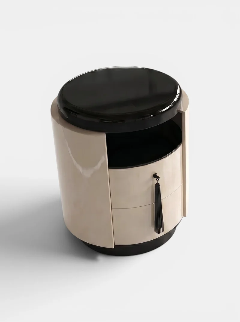 Pompon Off-White And Black Nightstand