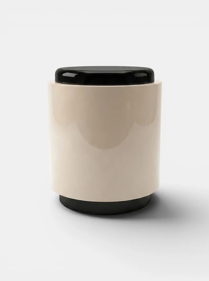 Pompon Off-White And Black Nightstand