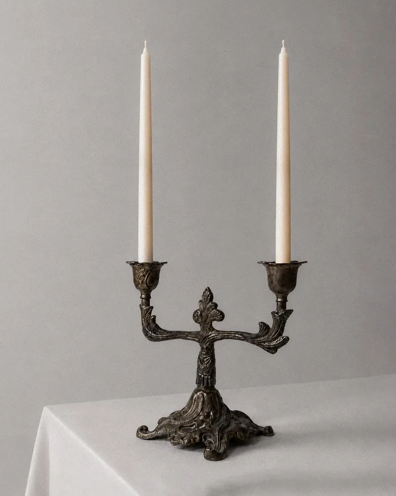 1910s Bronze Candleholder for Two Candles