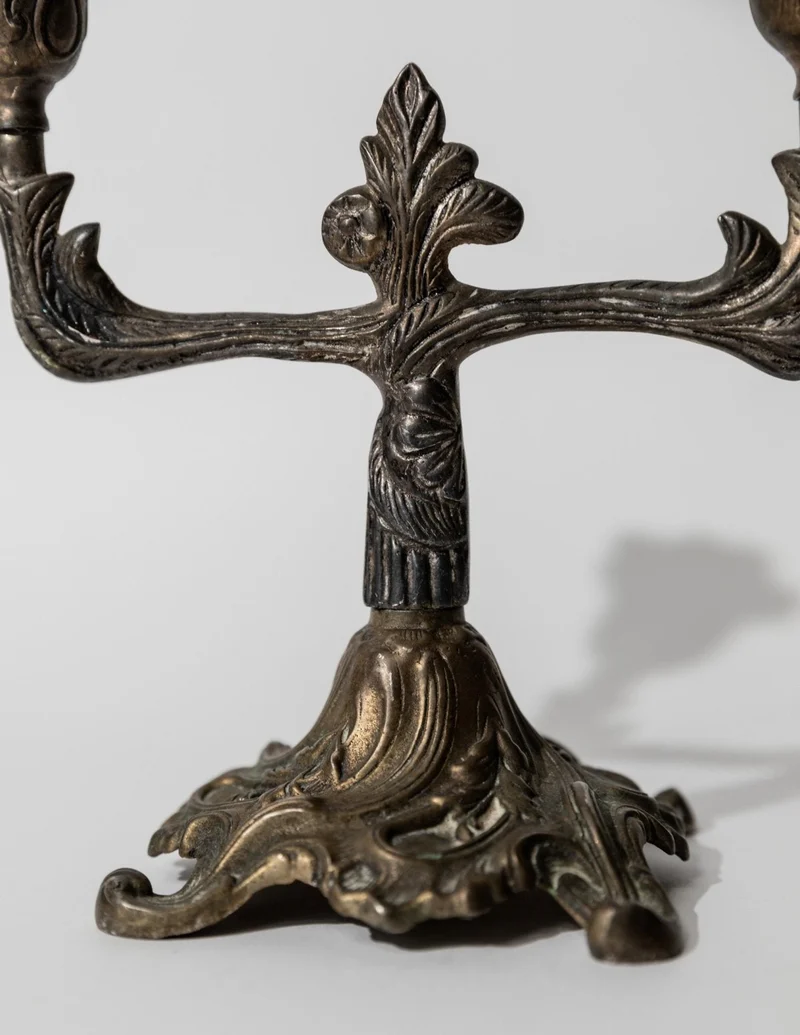 1910s Bronze Candleholder for Two Candles