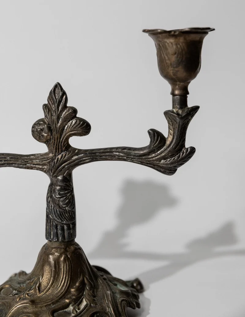 1910s Bronze Candleholder for Two Candles