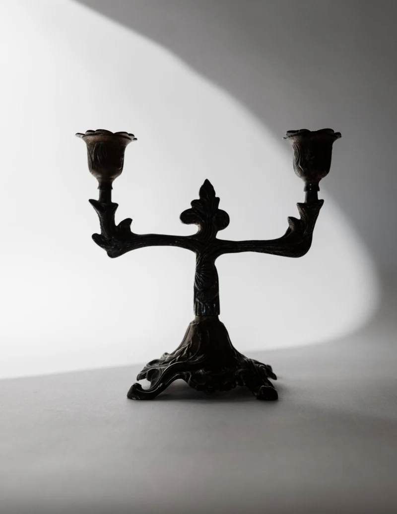 1910s Bronze Candleholder for Two Candles