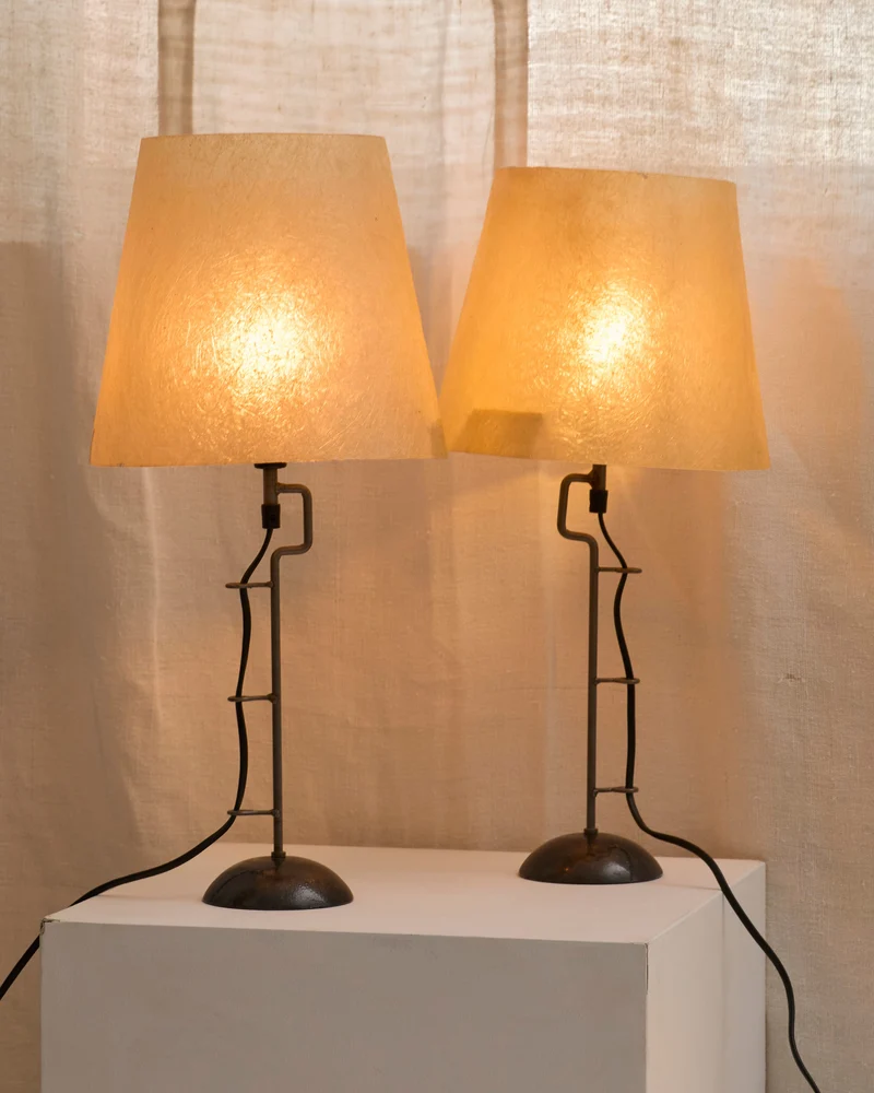 Vintage Mid Century Table Lamps with Sculptural Metal Base, 1970s