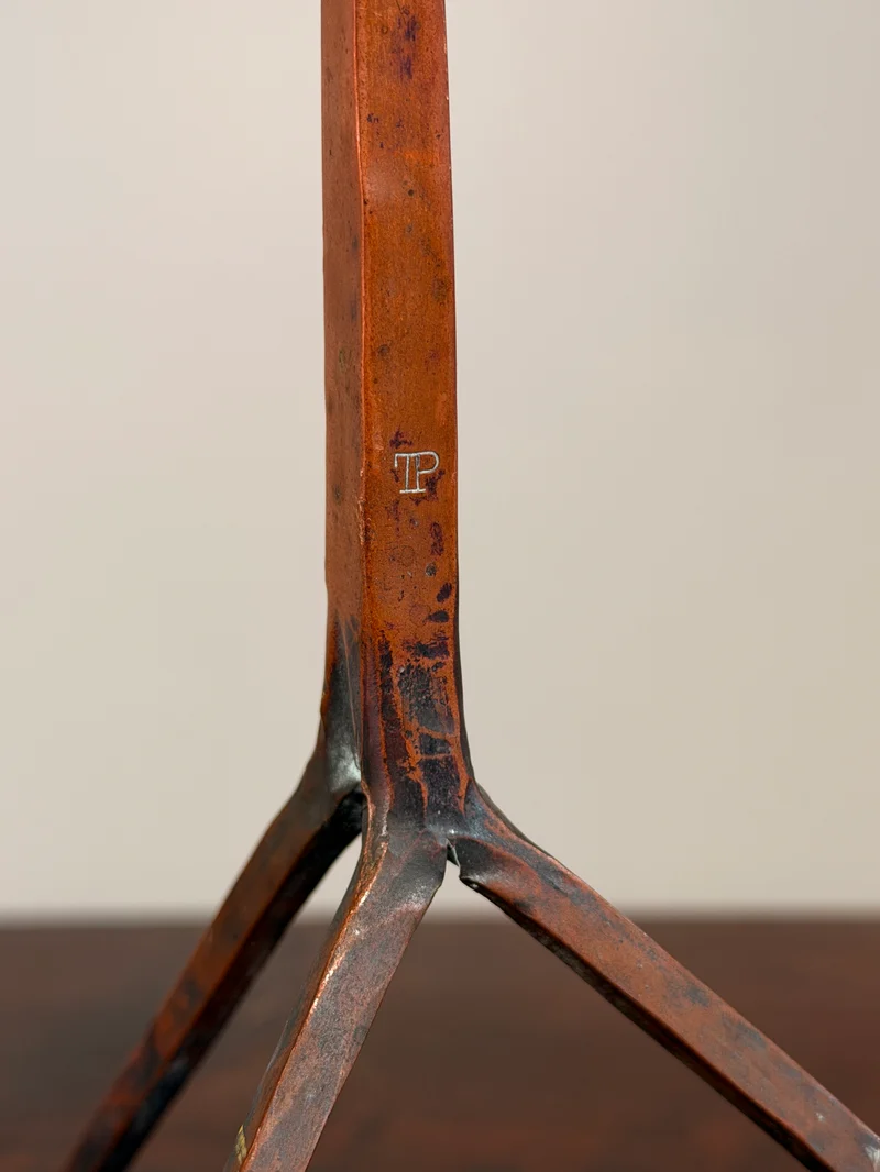 Sculptural brutalist candlestick in copper, in the style of the Marolles workshop, circa 1