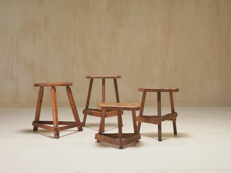 Set of 19th Century English Antique Oak Cutler's Stools