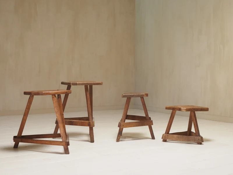 Set of 19th Century English Antique Oak Cutler's Stools