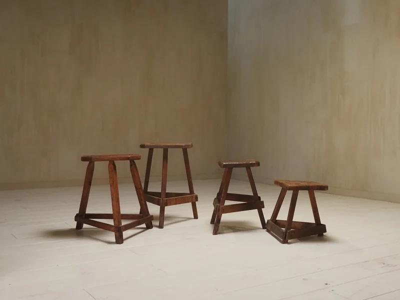 Set of 19th Century English Antique Oak Cutler's Stools