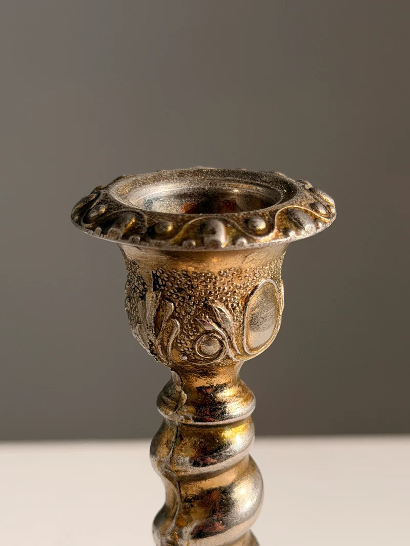 Pair of silver-plated candle holders, England