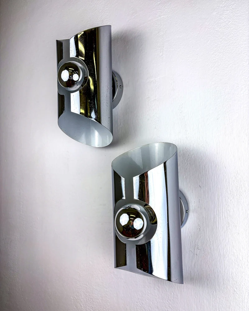 Pair of Space-Age wall Sconces, Max Sauze's style, France, 1970's