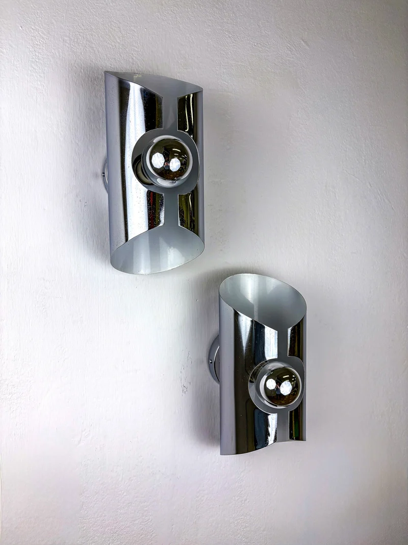 Pair of Space-Age wall Sconces, Max Sauze's style, France, 1970's