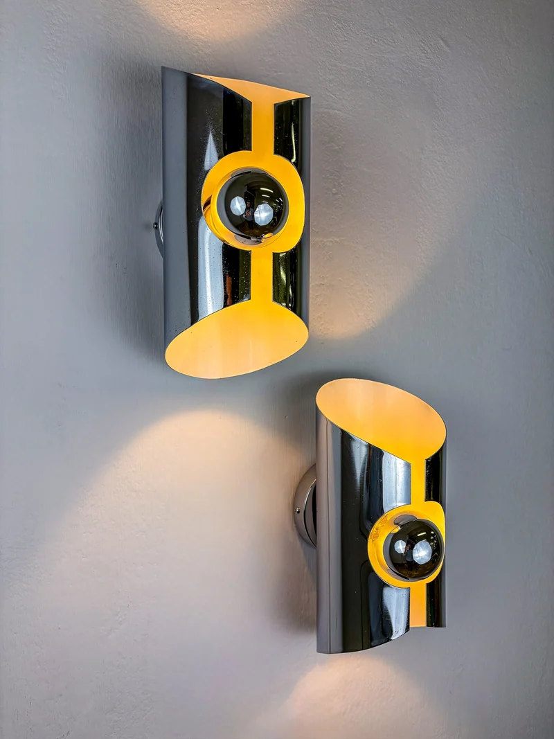 Pair of Space-Age wall Sconces, Max Sauze's style, France, 1970's