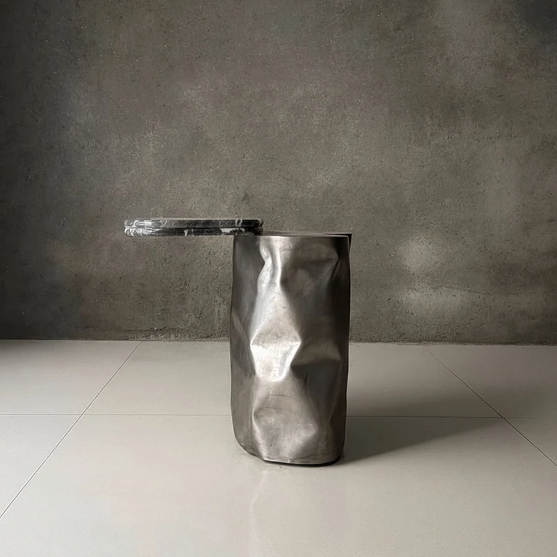 Steel and Stone Side Table - Colgada Series