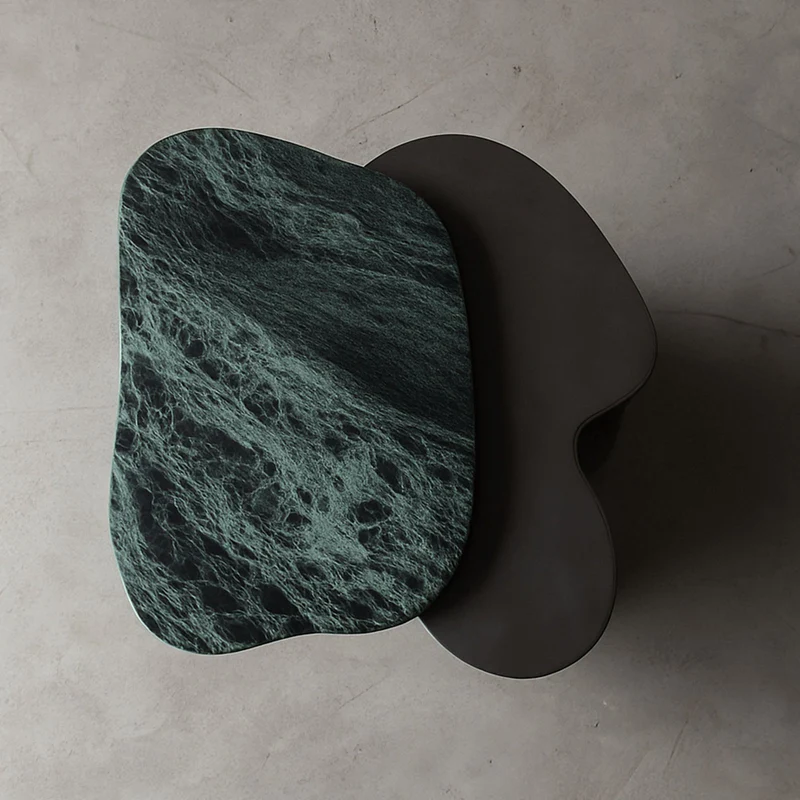 Steel and Stone Side Table - Colgada Series