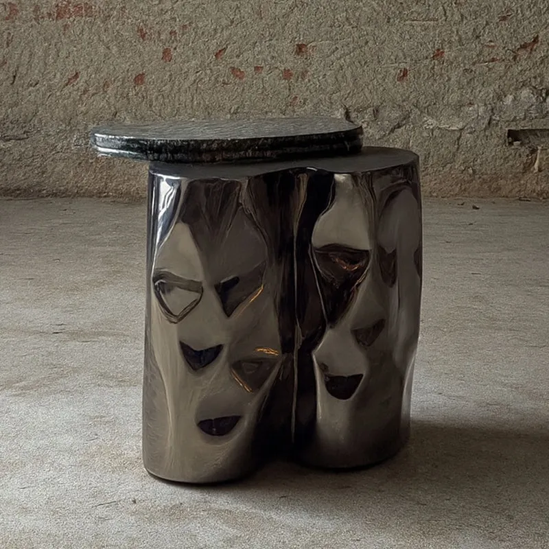Steel and Stone Side Table - Colgada Series