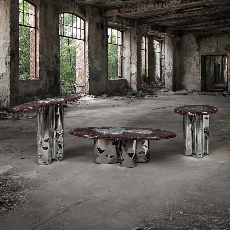 Steel and Stone Side Table - Reverie Series by Nitush Aroosh