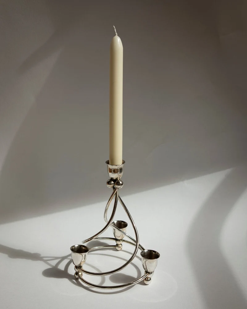 French Silver-Plated Art Deco Style Spiral Candelabra