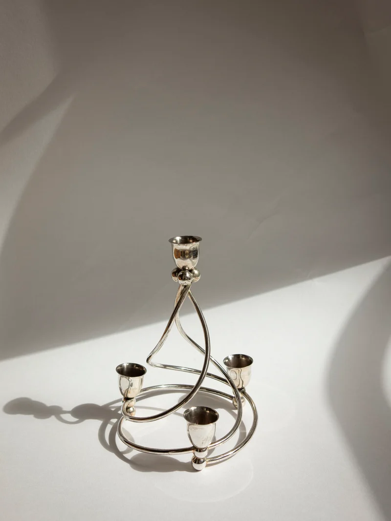 French Silver-Plated Art Deco Style Spiral Candelabra