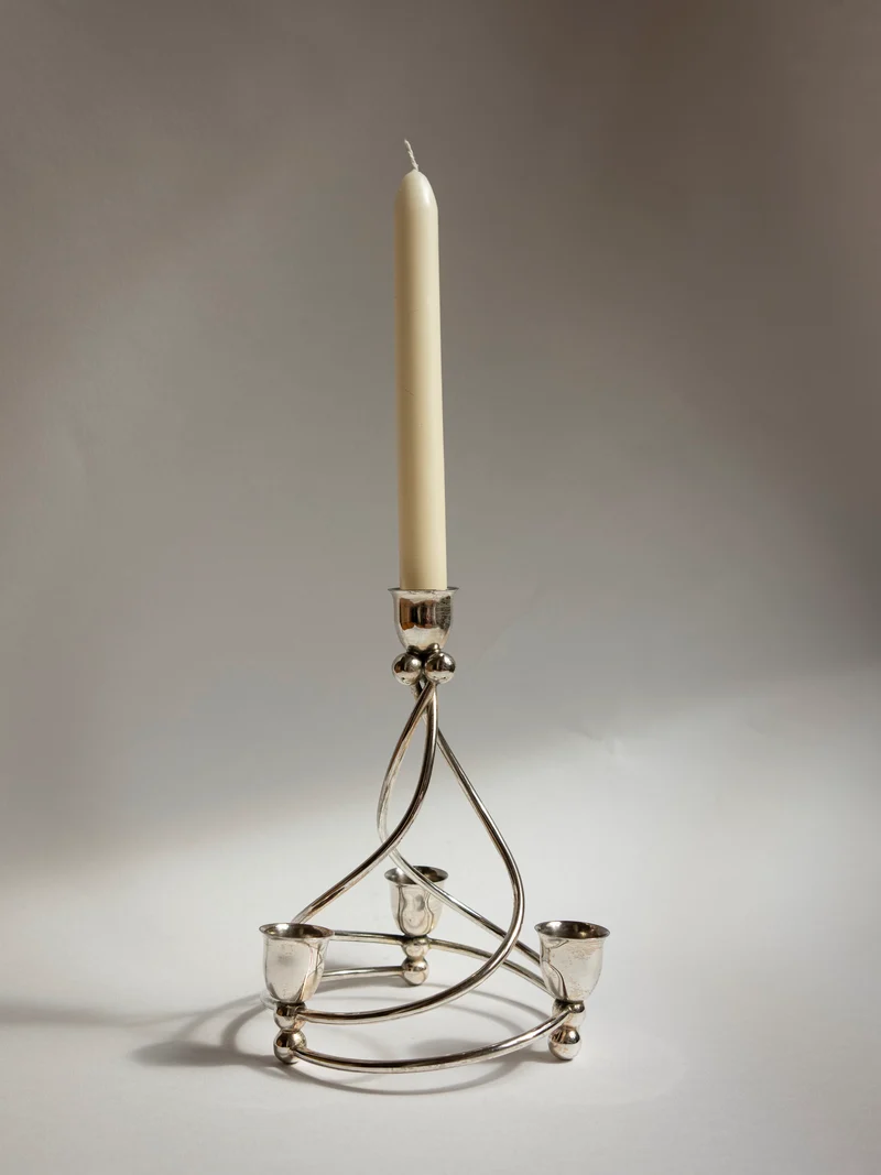 French Silver-Plated Art Deco Style Spiral Candelabra