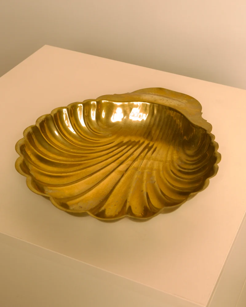 Large Brass Scallop Shell Catchall, Italy, 1960s