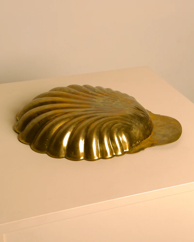 Large Brass Scallop Shell Catchall, Italy, 1960s