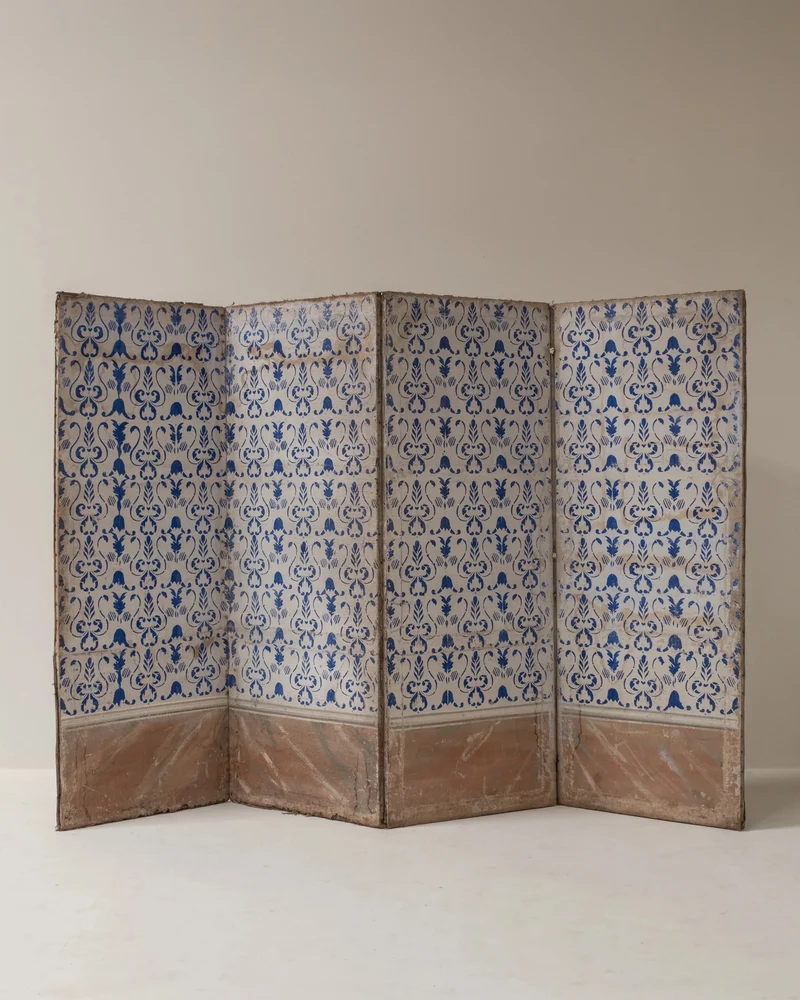 19th Century Italian Painted Four-Panel Screen (Paravent)