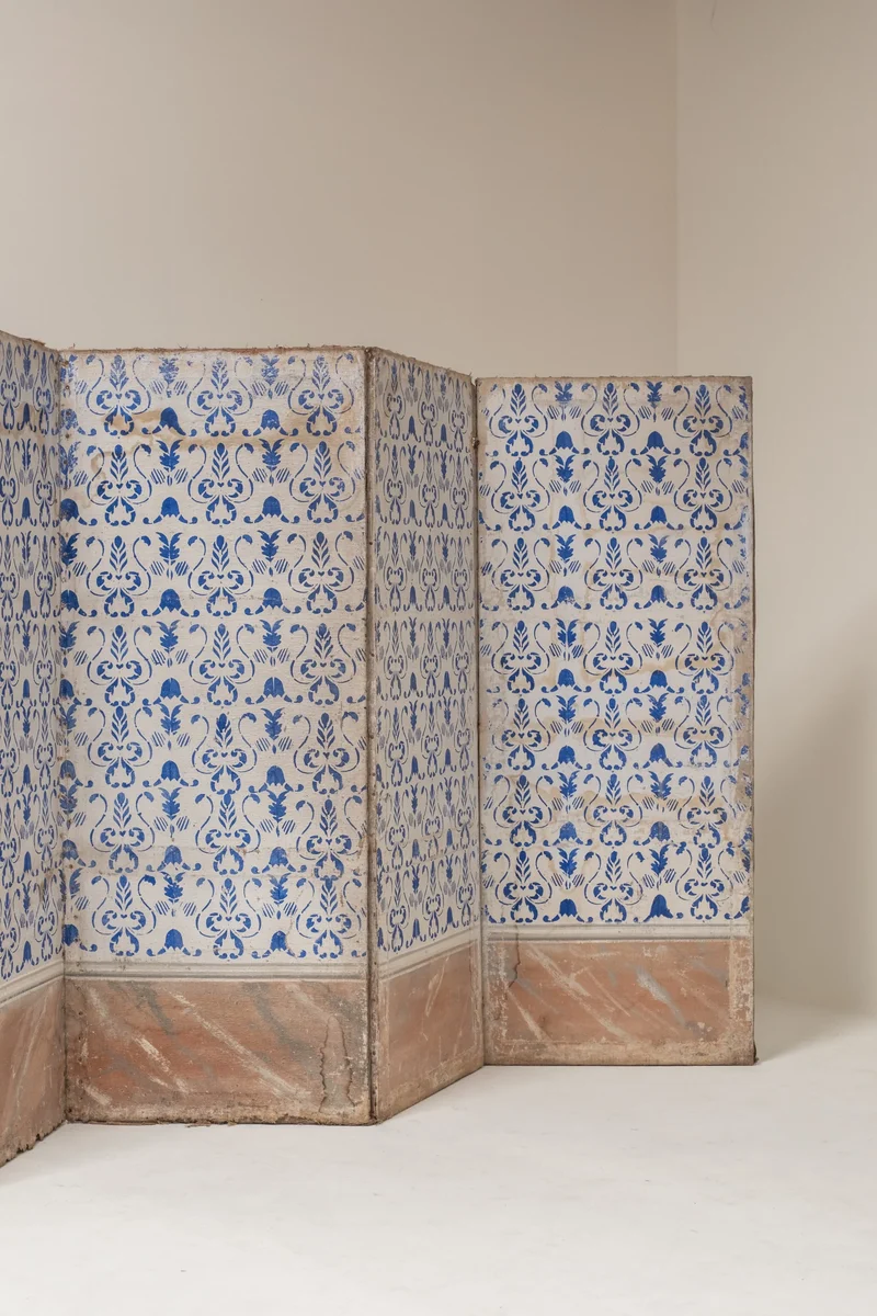 19th Century Italian Painted Four-Panel Screen (Paravent)