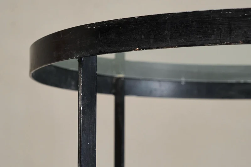 Janni van Pelt Coffee Table in Patinated Metal and Glass The Netherlands 1950s