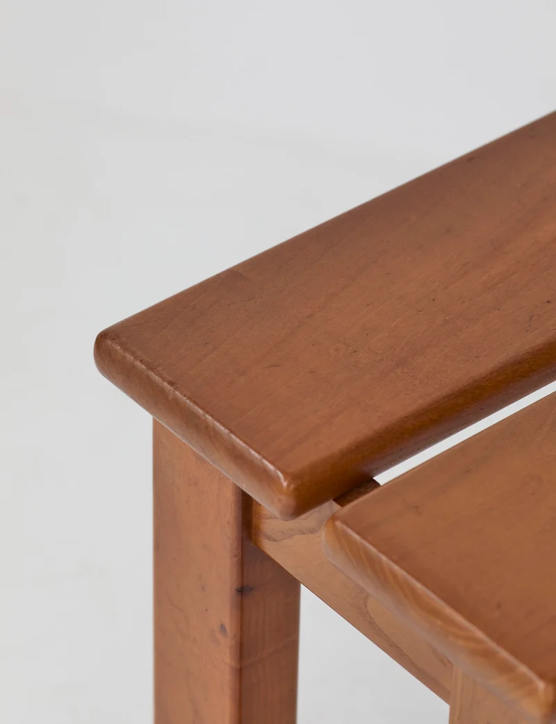 French stool in solid Elm wood by Maison Regain C. 1980