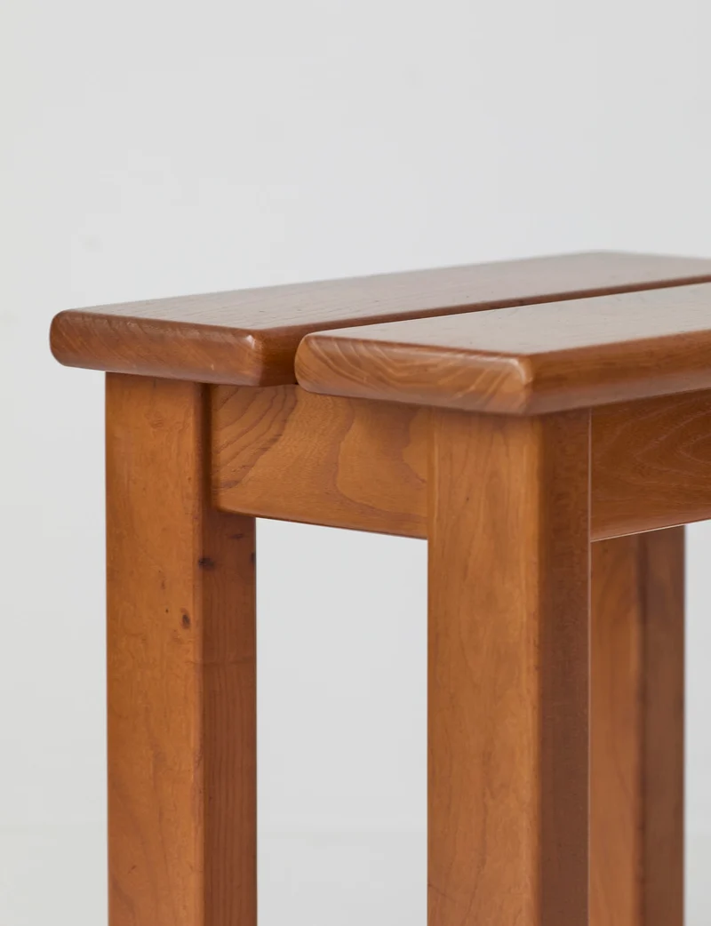 French stool in solid Elm wood by Maison Regain C. 1980