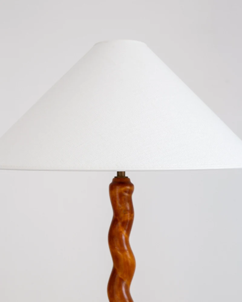Vintage Hand-Carved Swedish Linen Table Lamp, 1943
