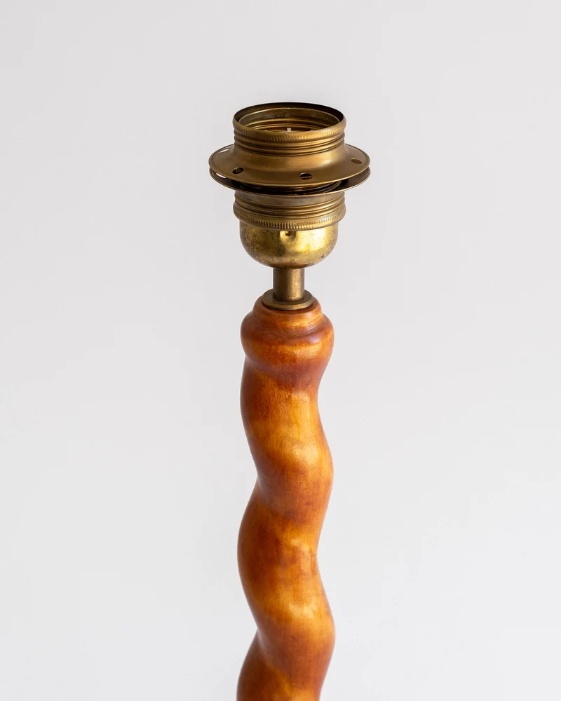 Vintage Hand-Carved Swedish Linen Table Lamp, 1943
