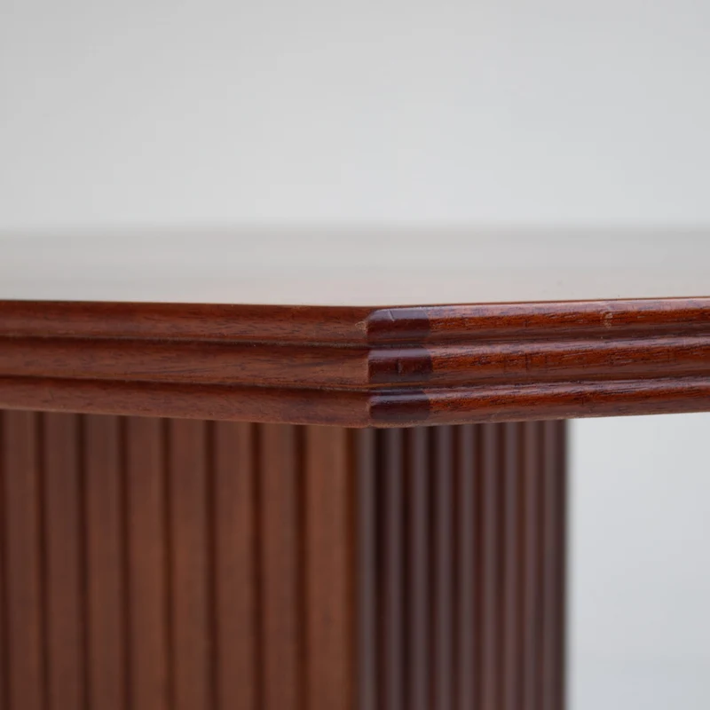 Michel Briard Hexagonal Pedestal Table in Mahogany