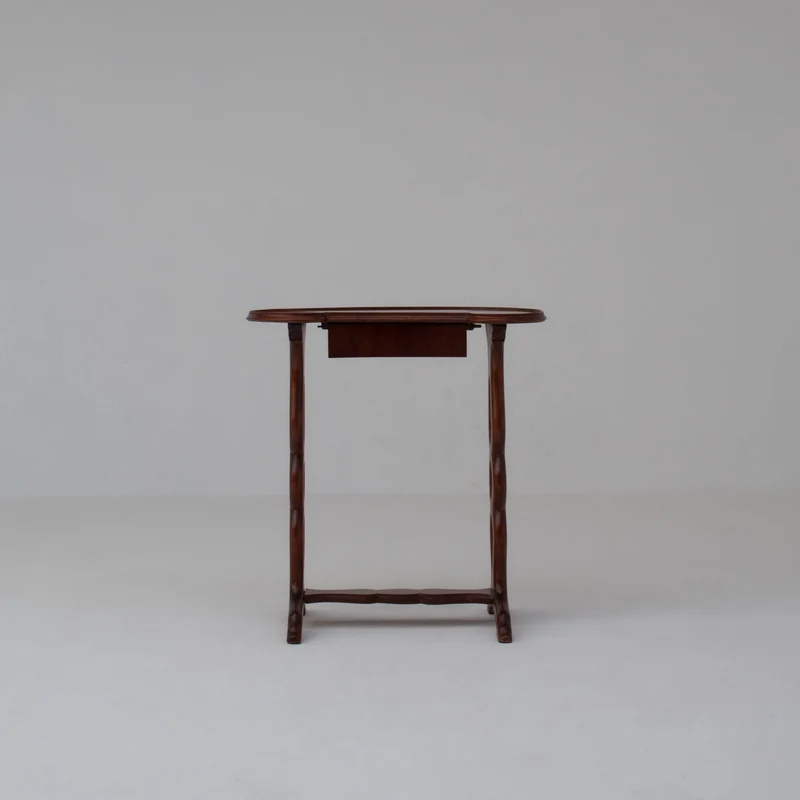 Michel Briard Sculptural Mahogany Side Table with Drawer