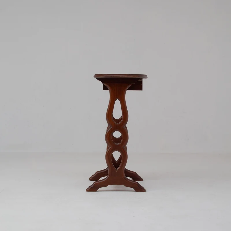 Michel Briard Sculptural Mahogany Side Table with Drawer