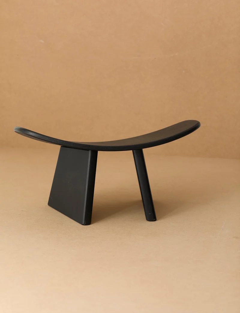 Alain Gaubert meditation stool in black solid beech, France c. 1980