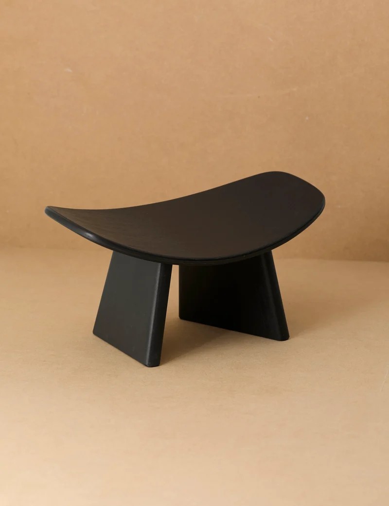 Alain Gaubert meditation stool in black solid beech, France c. 1980