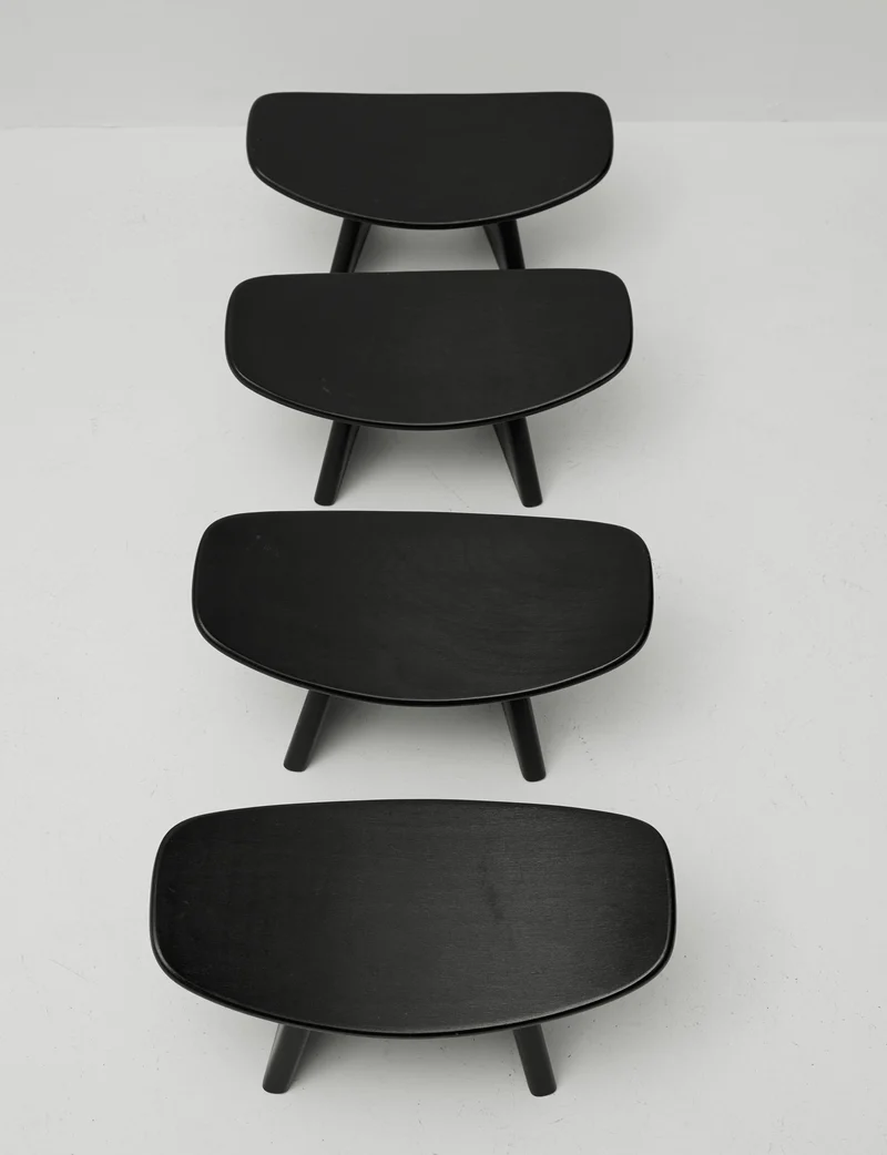 Alain Gaubert meditation stool in black solid beech, France c. 1980