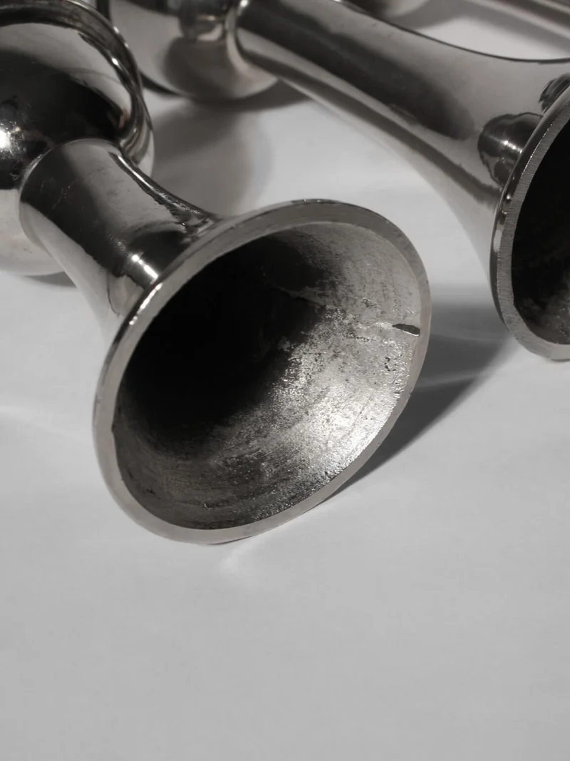 Mid-Century Silver Aluminum Candle Holders Set