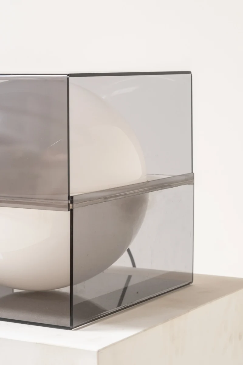 Vintage Kubic Glass Table Lamp, Italy 1970s
