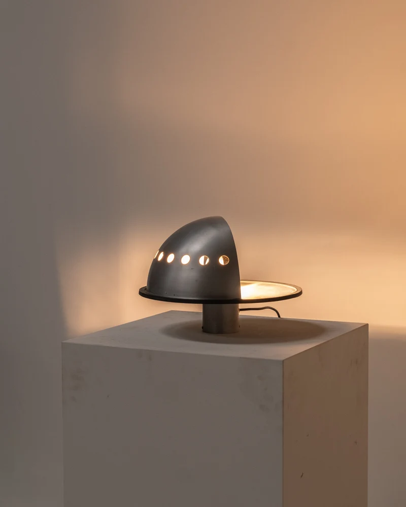 Vintage Sculptural Aluminum Aluminium Table Lamp by P. Guzzetti for Lamperti, Italy 1973, 1970s