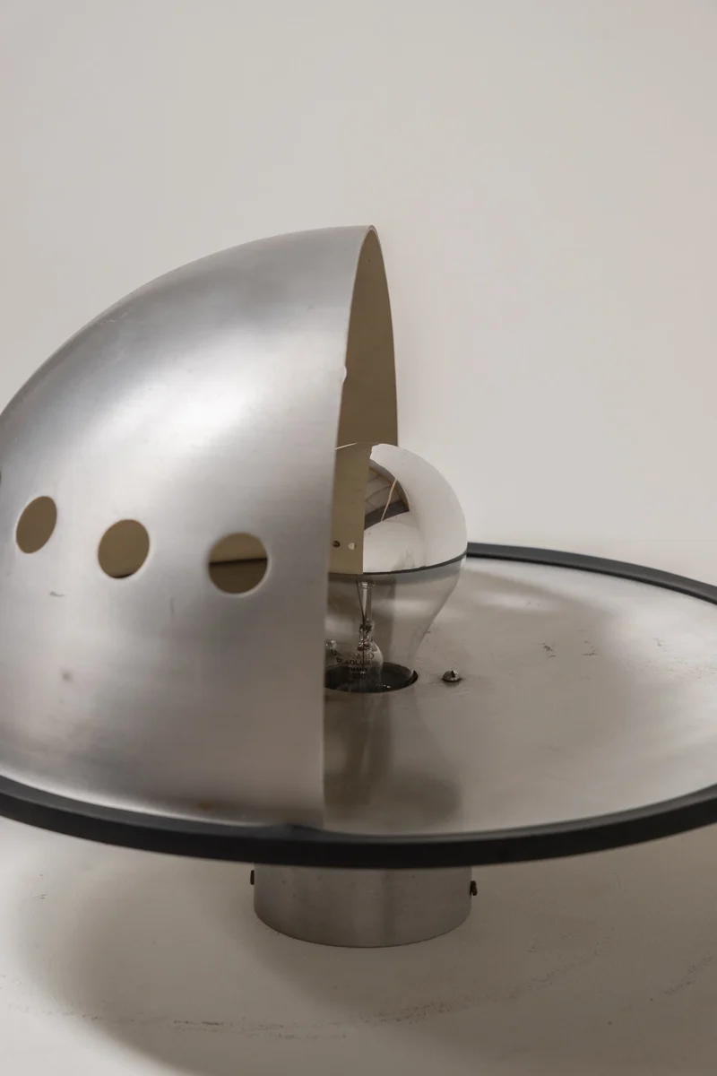Vintage Sculptural Aluminum Aluminium Table Lamp by P. Guzzetti for Lamperti, Italy 1973, 1970s