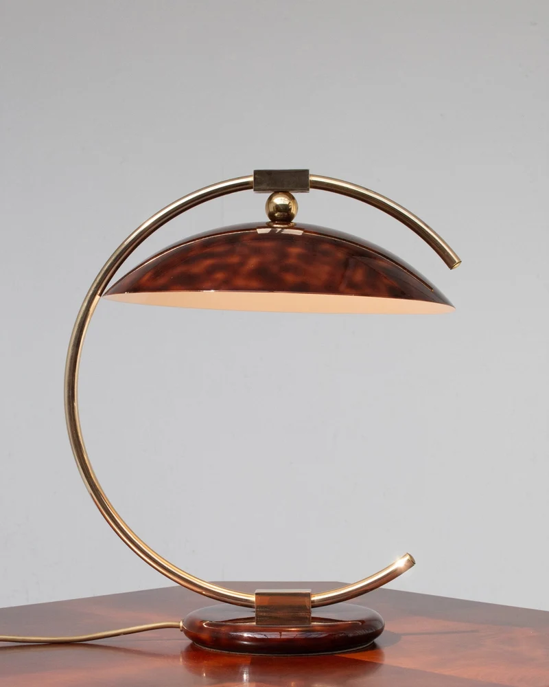 Vintage Tortoiseshell Table Lamp in Brass