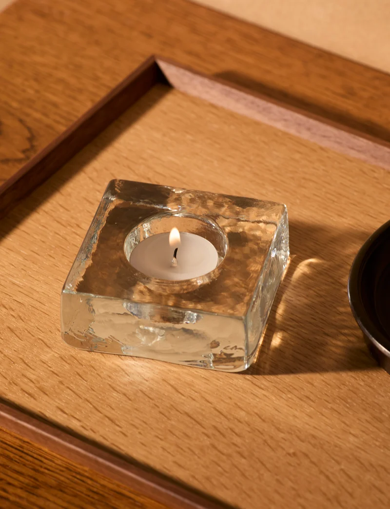 Clear glass candle holder in European glass