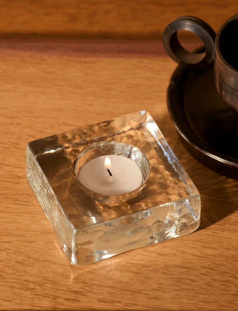 Clear glass candle holder in European glass