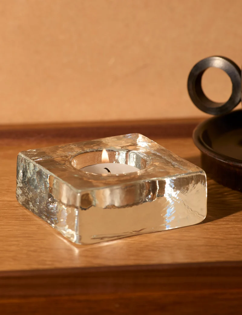 Clear glass candle holder in European glass