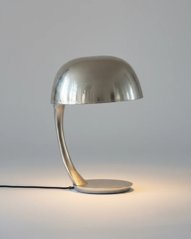 Solid Chrome Helmet Table Lamp, Italy, 1970s