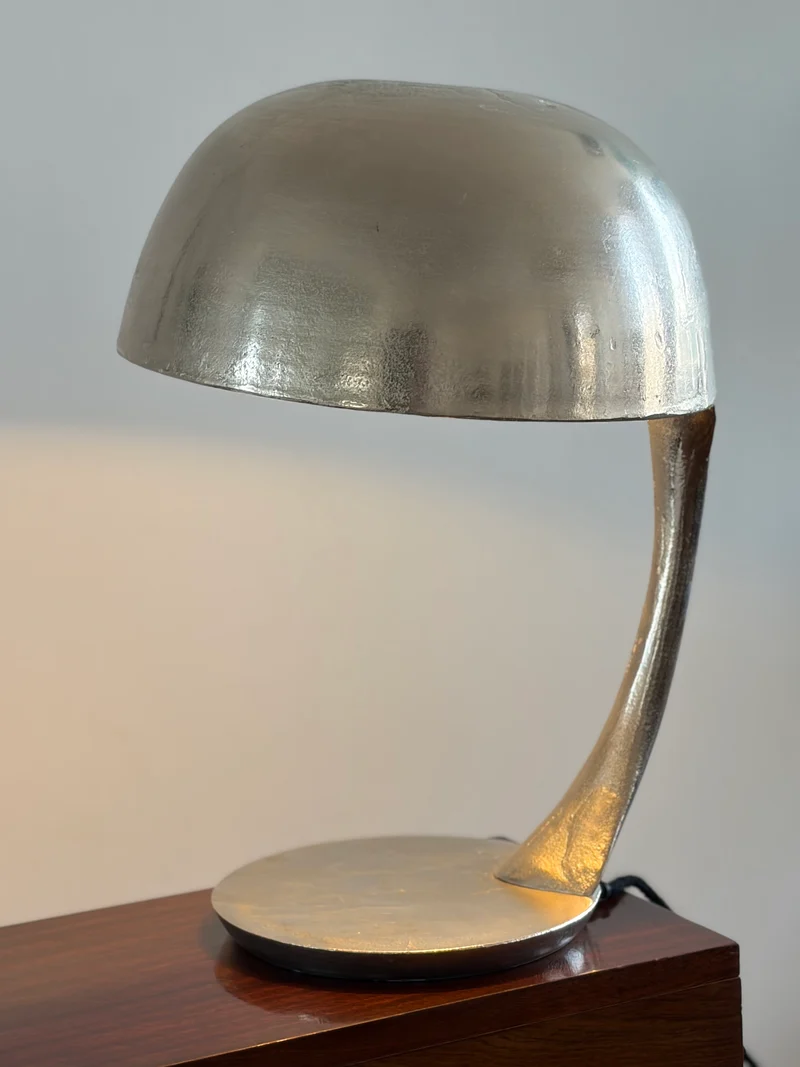 Solid Chrome Helmet Table Lamp, Italy, 1970s